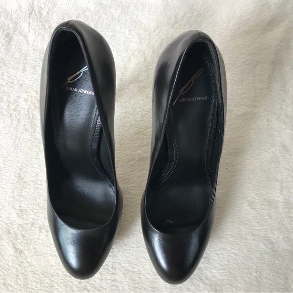 Brian Atwood Black Leather Multicolored Iridescent Platform Stiletto Pumps - Picture 11 of 12